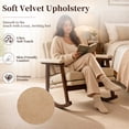 thumbnail image 5 of Rocking Chair, Paproos Velvet Upholstered Glider Rocker Chair with Cushion, Rocking Chair for Nursery, Reading Chair Armchair for Living Room Bedroom, Khaki, 5 of 7