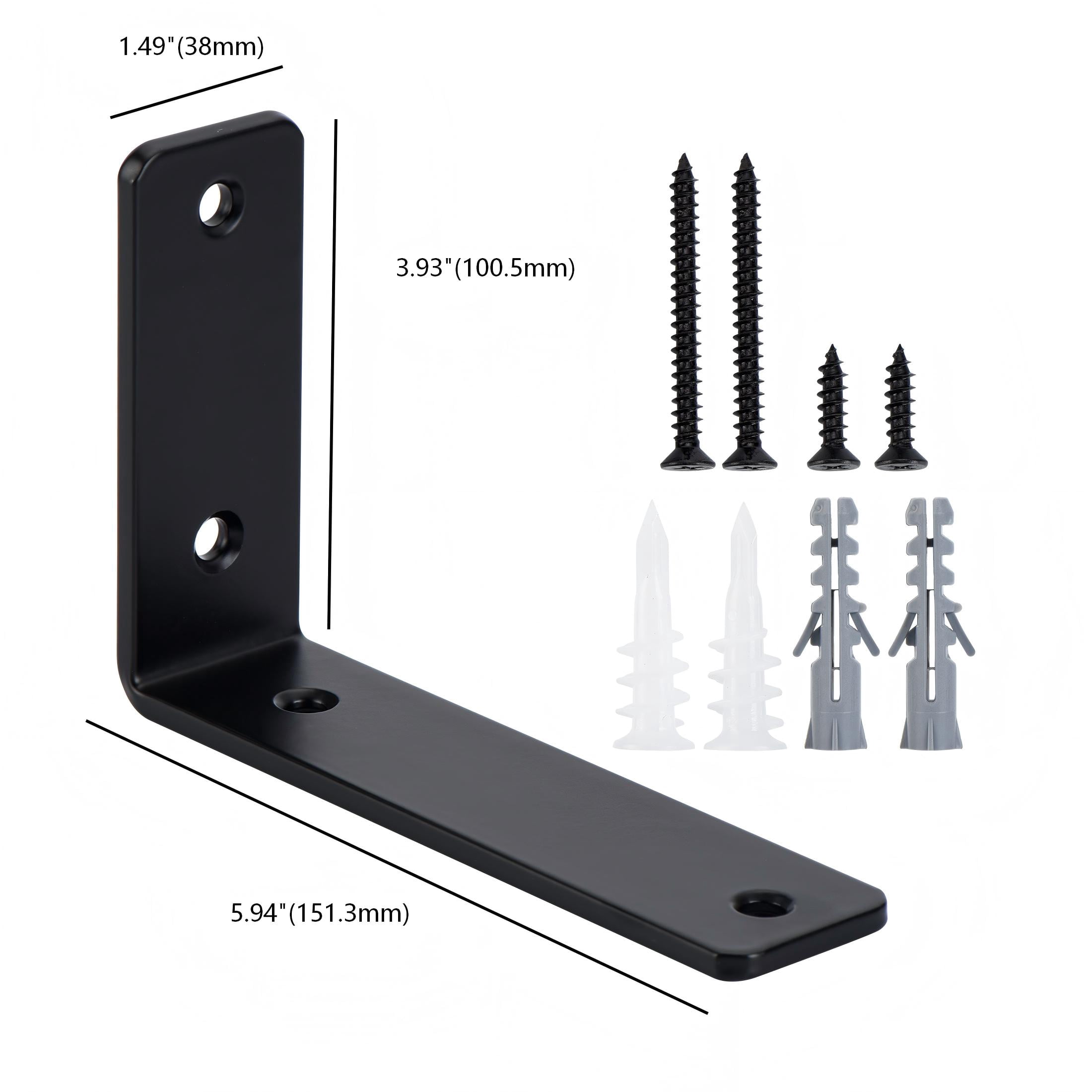 HT 6" x 4" Black L Shelf Bracket with Sturdy Support