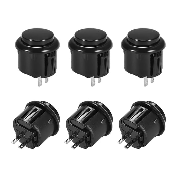 23mm Mounting Hole Momentary Game Push Button Switch Round for Arcade Video Games Black, 6pcs