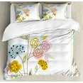 thumbnail image 1 of Dandelion King Size Duvet Cover Set, Colorful Wildflowers with Line Art Design Abstract Composition Gentle Nature, Decorative 3 Piece Bedding Set with 2 Pillow Shams, Multicolor, by Ambesonne, 1 of 3