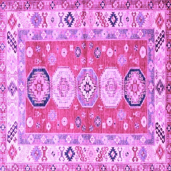 Ahgly Company Indoor Square Geometric Purple Traditional Area Rugs, 3' Square