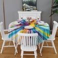 thumbnail image 2 of Colorful Double Burst Paint Pattern Round Tablecloth 60"x60",Wrinkle Wipeable Table Cloth for Kitchen Dining Room Picnic Patio Party, 2 of 6