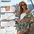 thumbnail image 6 of FKEKYI Tropical Leaf Hibiscus Flower Print Women's Short Set 2 Piece Summer Outfits Open Front Shirt Top & Shorts with Elastic Waist Beachwear Causal Lounge Set Resort Wear, M, 6 of 7