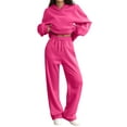 thumbnail image 2 of Sweatsuits Women 2 Piece Outfit Lounge Sweat Suits Set Oversized Fleece Hoodies Baggy High Waisted Wide Leg Sweatpants Hot Pink S, 2 of 3