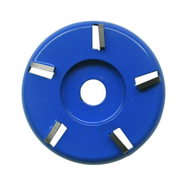 Generic High-Performance Wood Carving Disc for Angle Grinder - 5-Tooth Blue Arc Shaped Blade, Durable Iron & Tungsten Steel, 90mm Outer Diameter, 16mm Inner Diameter, Ideal for Root Carving and