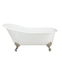 Charlotte 60 Inch Cast Iron Slipper Clawfoot Tub - Rim Faucet Drillings