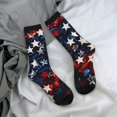 thumbnail image 5 of Gukieu Red Blue White Stars Print Contrast Color Mid-calf Socks, Sweat-wicking Athletic Socks, Unisex Clothing Accessories, 5 of 6