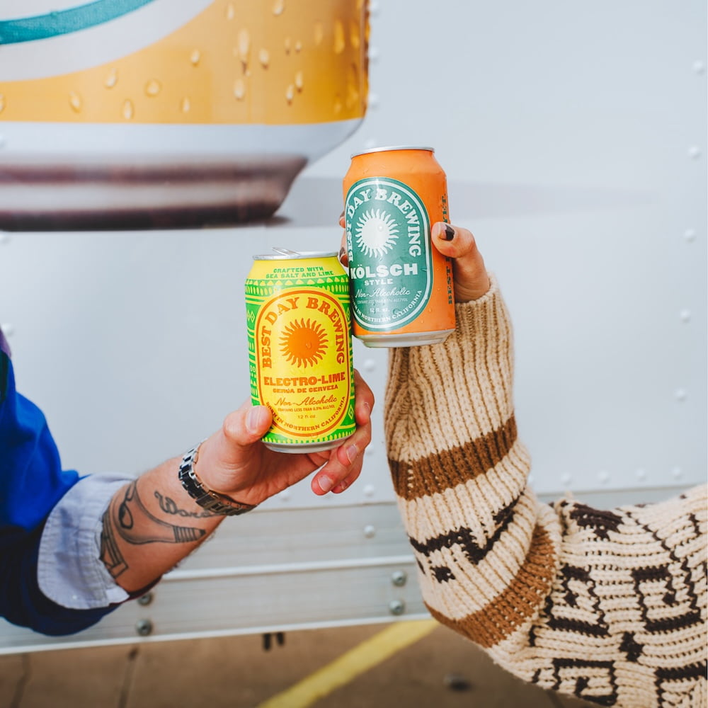 Best Day Brewing Non-Alcoholic Beer, Electro-Lime, 12 fl oz Cans, Pack of 12, < 0.5% ABV
