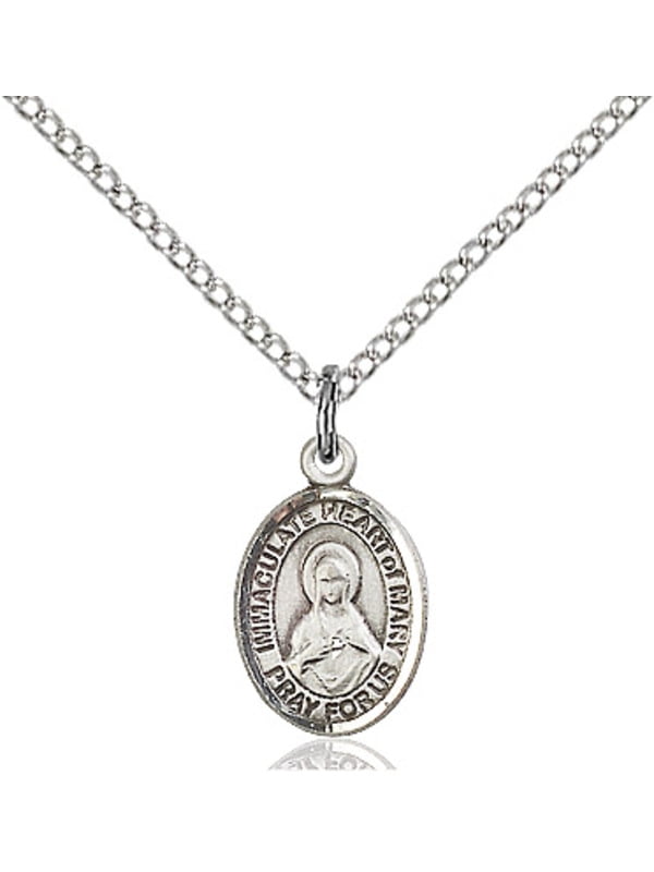 Bonyak Jewelry 18 Inch Rhodium Plated Necklace w// 6mm Light Blue September Birth Month Stone Beads and Saint Catherine of Alexandria Charm