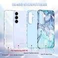 thumbnail image 5 of CASEFIV Compatible with Samsung Galaxy S25 FE Case,Marble Pattern 3 in 1 Heavy Duty Shockproof Hard PC+Soft Silicone Drop Protective Women Girls Case for Galaxy S25 FE (2025),Blue Cyan, 5 of 6