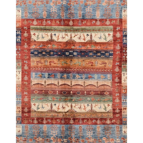 Ahgly Company Indoor Rectangle Abstract Camel Brown Abstract Area Rugs, 8' x 10'