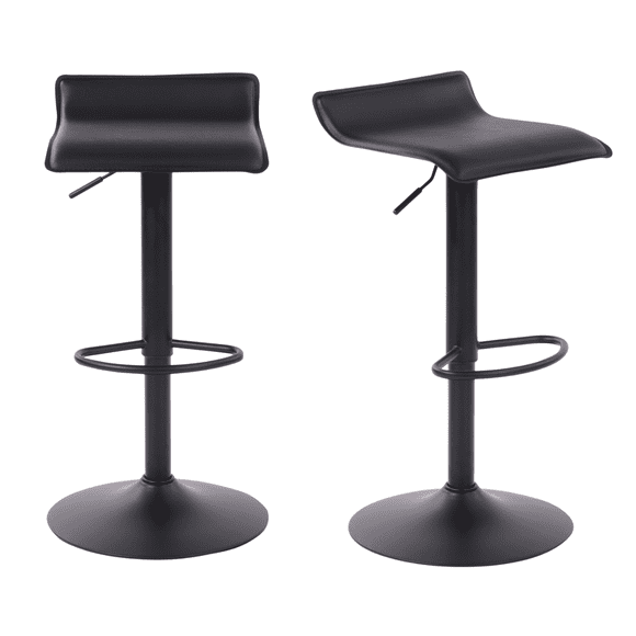 Juego de 2 Bancos para Barra Todo Negro con Reposapié Altura Ajustable Giratorio 360​​°​​ HOMEMAKE FURNITURE Moderno
