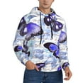 thumbnail image 2 of Kdxio Butterflies Print Mens Casual Hooded Collar Drawstring Hoodies Pullover Sweatshirts Casual Long Sleeve Shirts-XX-Large, 2 of 7