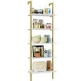 thumbnail image 4 of Homfa Wall Mounted Iron Bookcase, 5 Tiers Ladder Shelves with Gold Frame, White Finish, 4 of 10