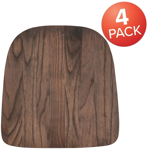 Flash Furniture Luke 4 Pack Rustic Walnut Wood Seat for Colorful Metal Chairs