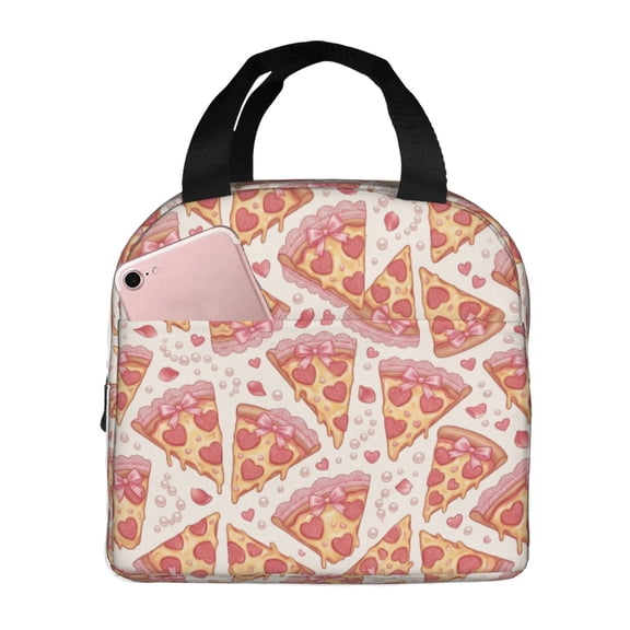 Pizza Lunch Bag Reusable Insulated Cooler Lunch Box Portable Leakproof Thermal Container Tote Bags For Travel Office Outdoors