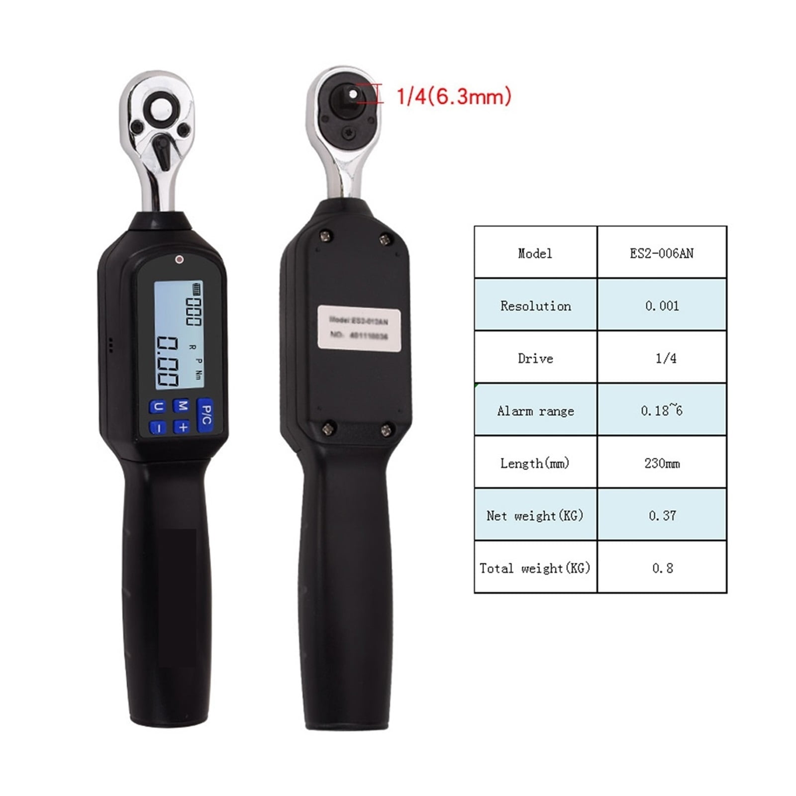 Handheld Digital Torque Wrench Large Screen With Backlight Sound LED Alarm Real-time Peaks Measurement Four Units Switching ,Precision & Robust