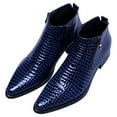 thumbnail image 7 of Santimon Men Crocodile Pattern Leather Boots Fashion Ankle Boots Casual Chukka Boots Blue 9.5 US, 7 of 7