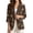 Brown Leaf, variant on Orange Argyle Print Women Linen-Like Office Blazer 3/4 Sleeve Pocket Jacket, S
