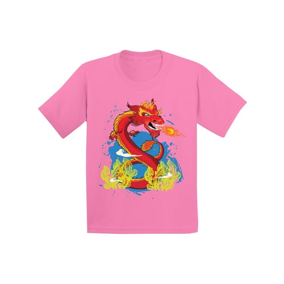 Girls Graphic Tees - Brave Dragon T-Shirt for Youth