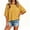 Yellow, variant on Summer Oversize Women Solid Color Half Sleeve Loose Shirt Tee Casual Tops