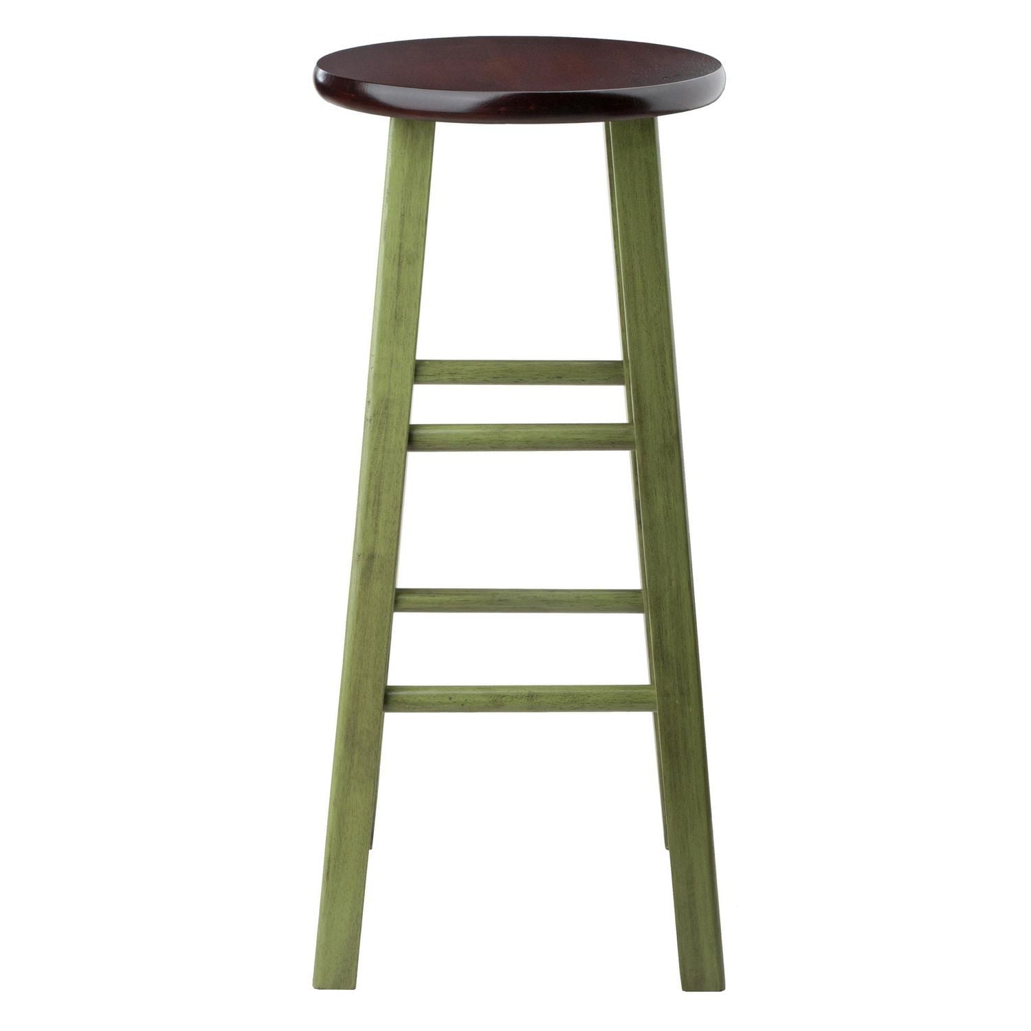 Tabouret de bar de 29 po Ivy Vert rustique avec siège Noyer