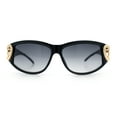 thumbnail image 4 of Womens Diva Wrap Around Double Heart Jewel Hinge Plastic Fashion Sunglasses Black Gold - Smoke, 4 of 7