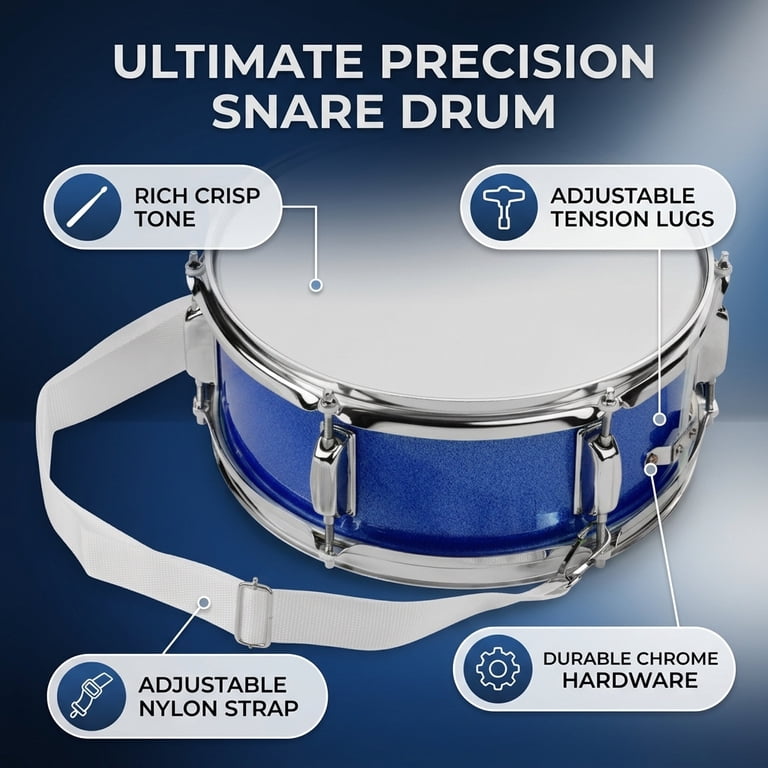 Nlittop Abody 12-Inch Snare Drum with Sticks and Strap photo 7