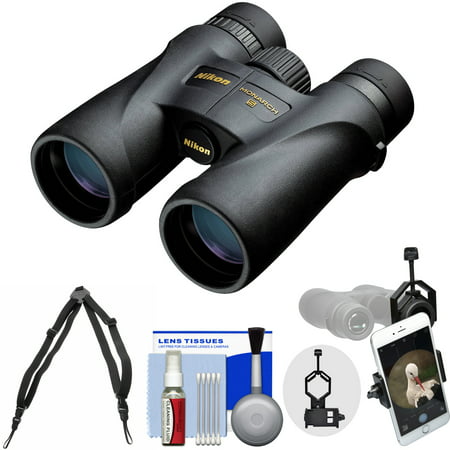 Nikon Monarch 5 10x42 ED ATB Waterproof / Fogproof Binoculars with Case + Harness + Smartphone Adapter + Cleaning