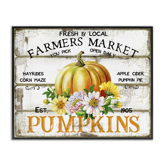 Stupell Industries Rustic & Floral Farm Market Holiday Painting Black Framed Art Prints Wall Art, 14 x 11