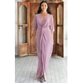 thumbnail image 3 of KOH KOH Long Sexy V-Neck Short Sleeve Slit Flowy Cocktail Evening Bridesmaid Wedding Guest Party Summer Tall Dressy Maxi Dress Gown For Women Dusty Pink Large US 12-14 NT290, 3 of 7