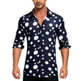 thumbnail image 2 of Zysthvn Men Shirts Polka Dot Vacation Casual Long Sleeve T Shirts for Men Collared Button Comfy Tops, 2 of 5