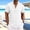 White, variant on KeShDi Summer Mens Shirts Linen Trendy Men Casual Solid Short Sleeve Stand-up Collar Button Shirt Tops Pink 2X