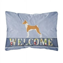 Carolines Treasures BB5578PW1216 Basenji Welcome Canvas Fabric Decorative Pillow, 12H x16W, multicolor