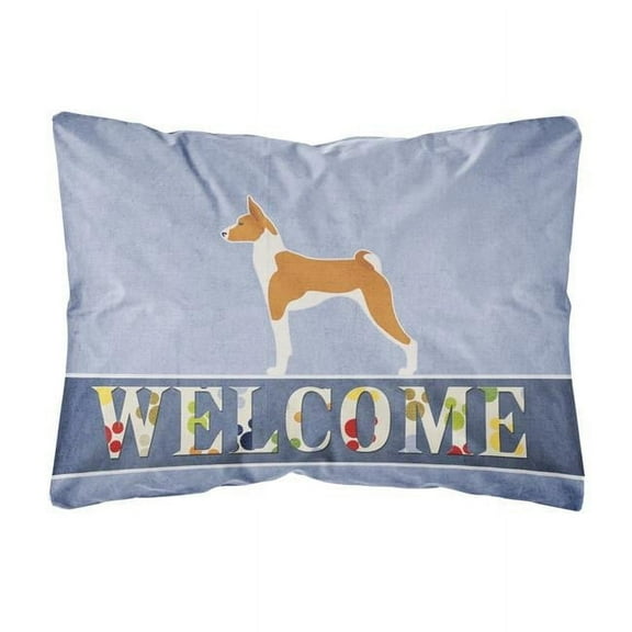 Carolines Treasures BB5578PW1216 Basenji Welcome Canvas Fabric Decorative Pillow, 12H x16W, multicolor