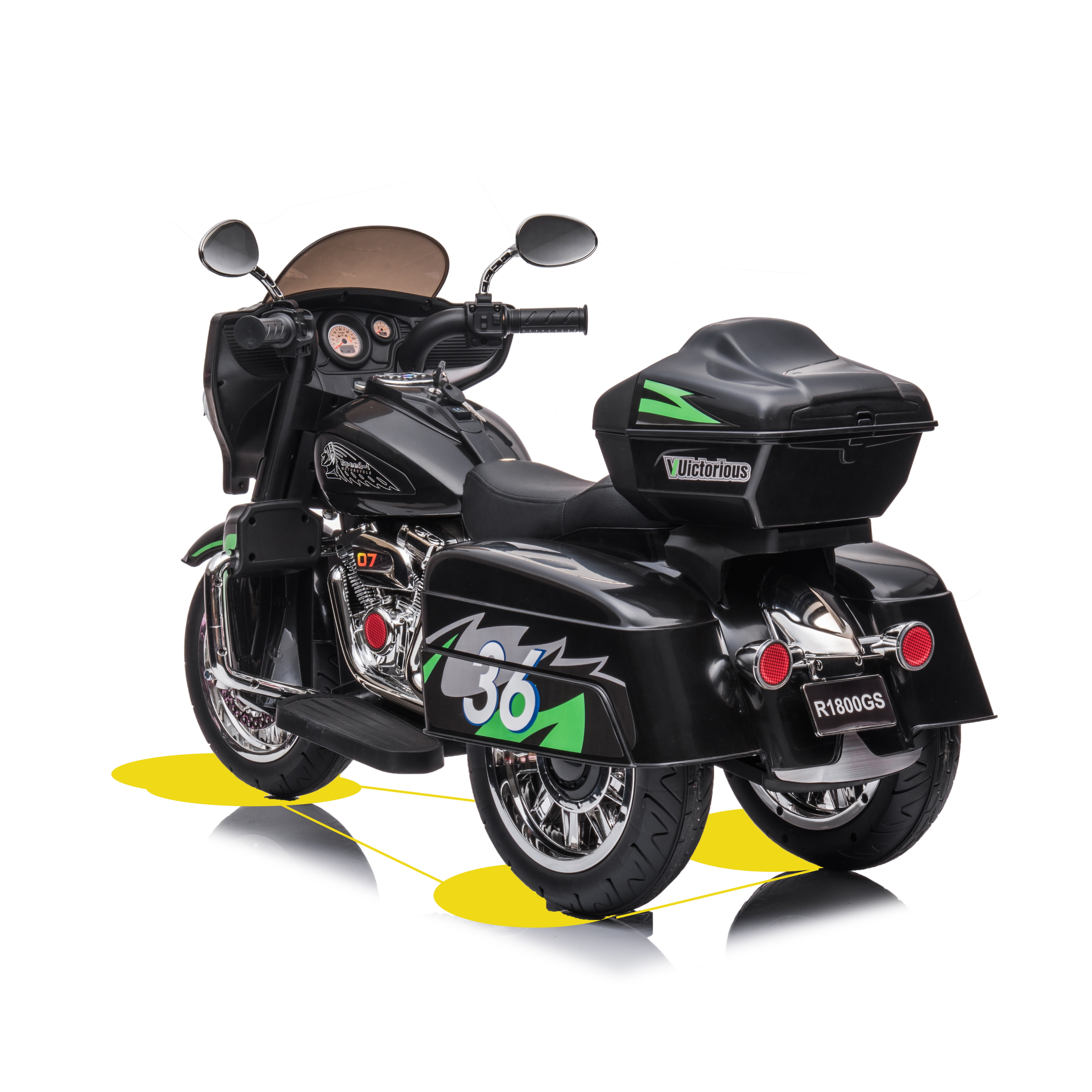 12V Kids Motorcycle  Electric Ride On Toy with 1.8-3.2 MPH Speed, Power Display, Music & Wireless Phone Connection, Large Storage Trunk, LED Headlight - 88LB Load Capacity for Toddlers & Kids