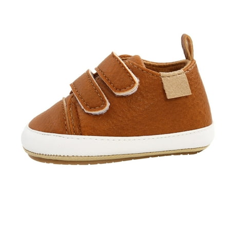 Toddler Girl Shoes Size 18M For 12 Months-18 Months Soft Anti- Leather Walkers Rubber Boys Sole Toddler Sneakers Brown