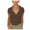thumbnail image 1 of Birdeem Womens Summer Casual Solid Color Tops V-Neck Shirt, 1 of 6
