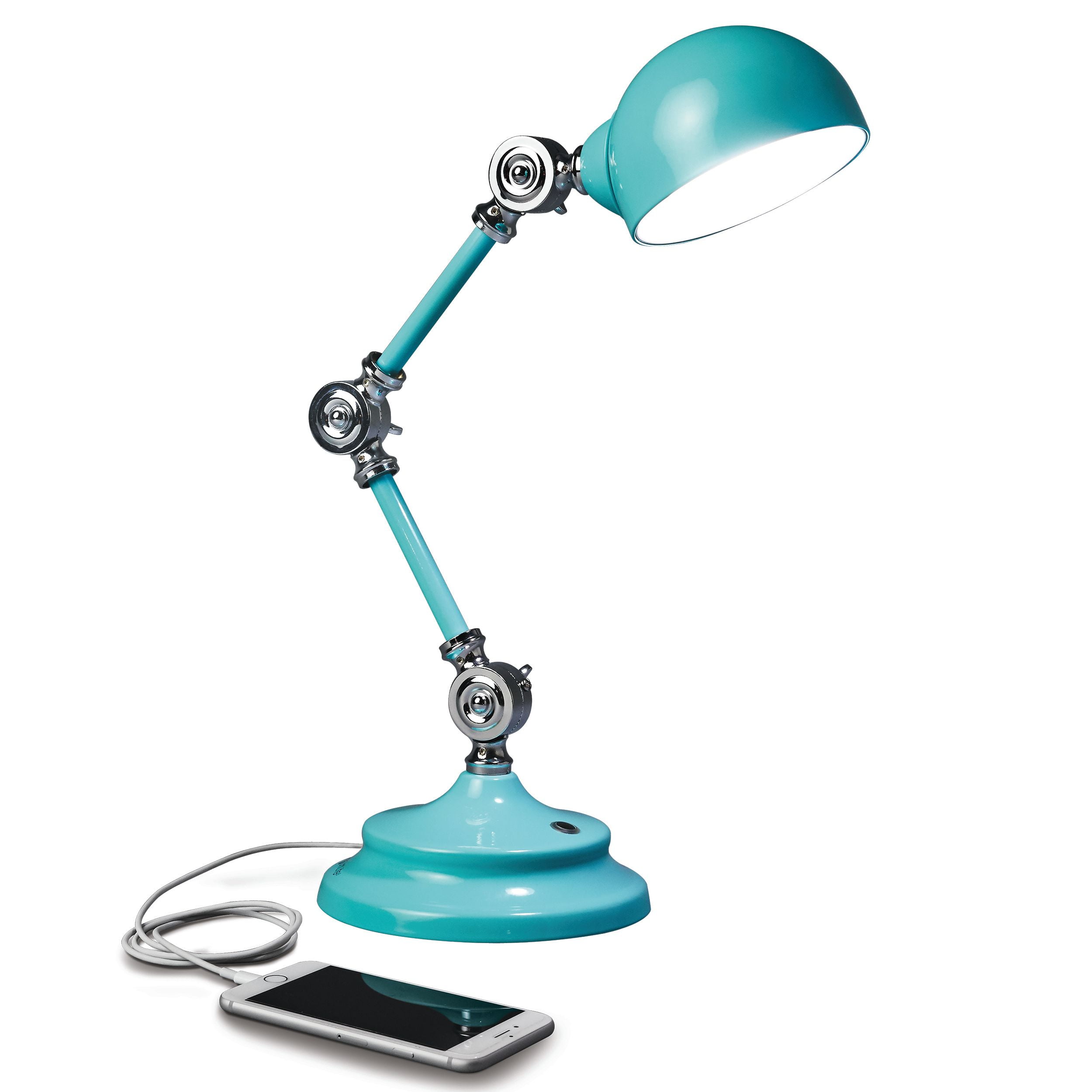 OttLite Wellness Series® Revive LED Desk Lamp with USB Charging Port, Turquoise, Metal