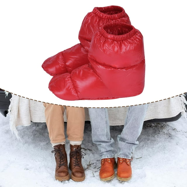 1 par de zapatillas de invierno, calcetines que cubren los pies, zapatos tipo botín, calzado ligero, botas de nieve para esquiar, acampar y dormitorio Rojo shamjiam Zapatillas de invierno