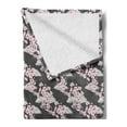 thumbnail image 2 of Japanese Soft Flannel Fleece Blanket, Branches of Sakura with an Abstract Greyscale Background Foliage Items, Cozy Plush for Indoor and Outdoor Use, 70" x 90", Magenta Grey and White, by Ambesonne, 2 of 5