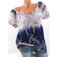 thumbnail image 2 of Blusa Camisa estampada de manga corta con cuello en V Blusa suelta Mujer Top de verano, Gris, 4XL kenally AP001925-07, 2 of 7