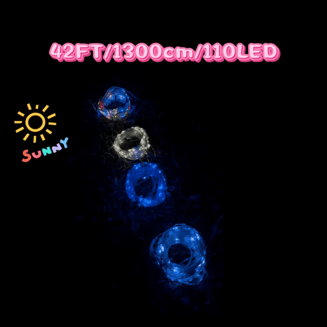 2 Packs Blue Solar Fairy Lights, Each Pack Contains 110 Led Solar String Lights, Ip65 Waterproof Copper Wire, 8 Modes Of Solar Fairy Lights, For Garden, Courtyard, Tree, Wedding, Christmas