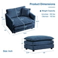 thumbnail image 6 of Domiluxe Chenille Accent Chair with Ottoman,Comfy Deep Single Seat Sofa with Pillow,Upholstered Armchair for Living Room Bedroom Office Apartment,Blue, 6 of 7