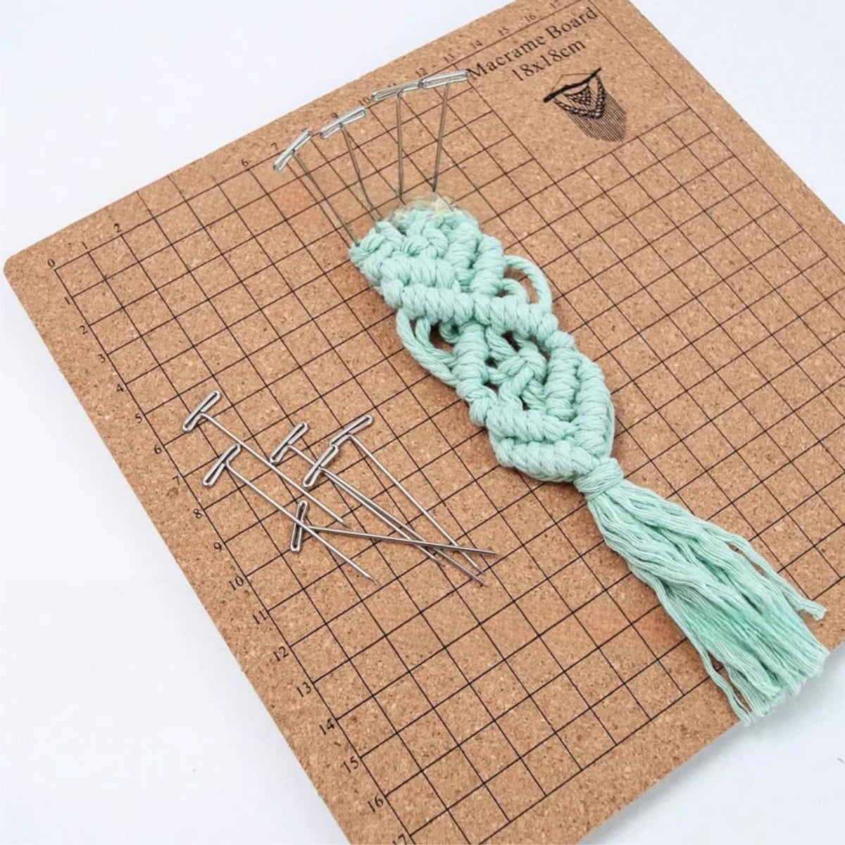 44 Pcs Macrame Board Set, Kvago Metal Adjustable Holder with 30 T Shaped Pins, Double Sided Gridss, Macrame Tools and Supplies for Bracelet Creating, Knotting Creations (7x7 inch)