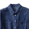 thumbnail image 4 of tarylea Jean Button Down Shirts for Women with Pocket Short Sleeve Loose Fitted Business Casual Summer Tops, 4 of 4