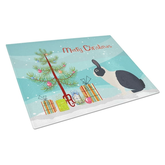 Caroline's Treasures Dutch Rabbit Christmas Glass Cutting Board Large