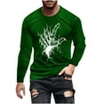 thumbnail image 3 of YOIAVAIOY Mens Graphic T shirt Halloween Ghost Shirts Novelty Holiday T-shirts Long Sleeve Round Neck Blouse Spooky Season Outfits Green XXL, 3 of 6
