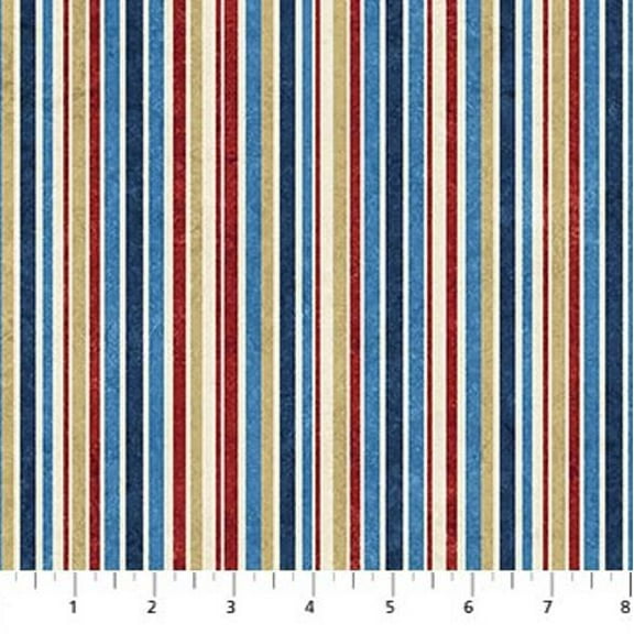Cotton Barcode Stripes Blue Red USA America Patriotic Stonehedge Stars and Stripes Northcott Cotton Fabric Print by the Yard (23462-49)
