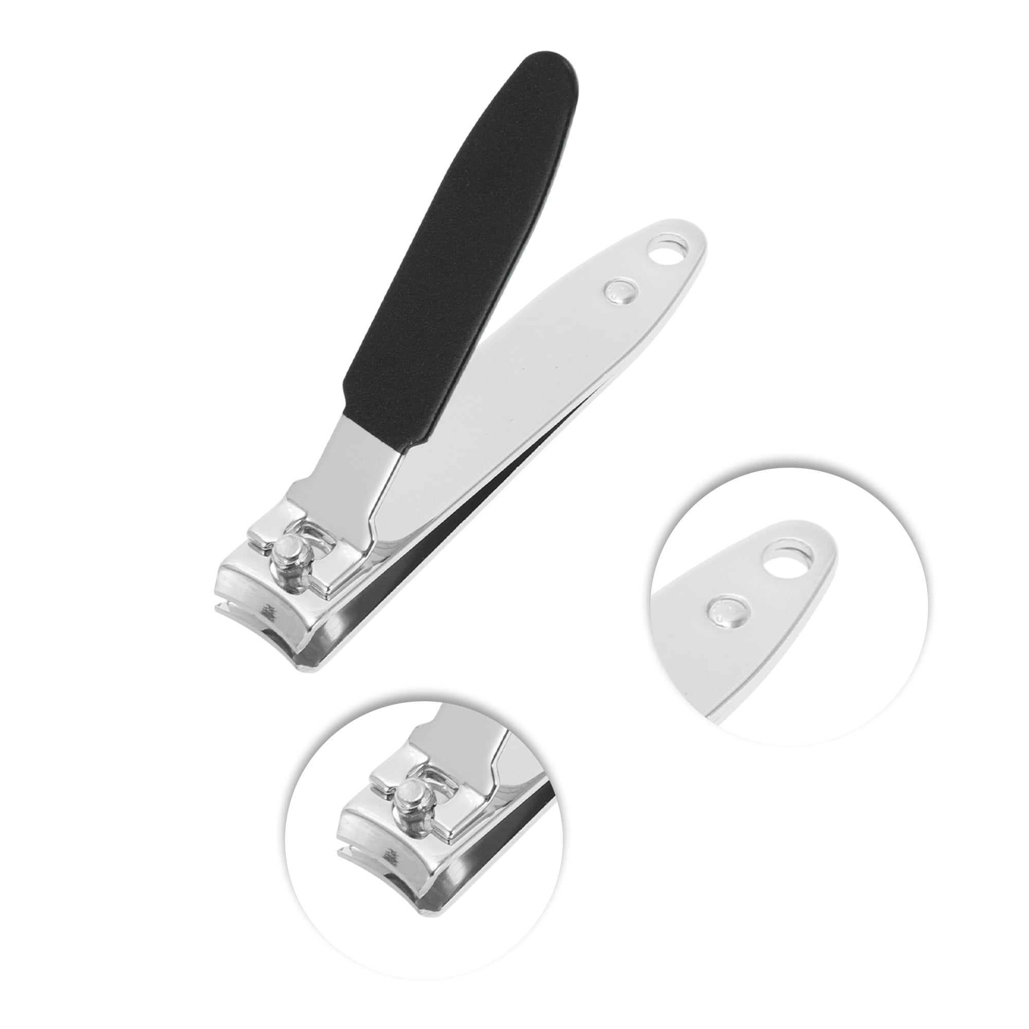 Unique Bargains 6pcs Mirror Box Stainless Steel Nail Clippers Set 2.56" Length Black